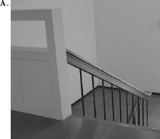 FIGURE 1.5. Accidental Affordances A. Can Become Strong Signifiers. This wall, at the Industrial Design department of KAIST, in Korea, provides an anti-affordance, preventing people from falling down the stair shaft. Its top is flat, an accidental by-product of the design. But flat surfaces afford support, and as soon as one person discovers it can be used to dispose of empty drink containers, the discarded container becomes a signifier, telling others that it is permissible to discard their items there. (Photographs by the author.)