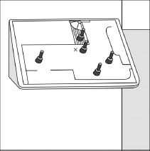 FIGURE 4.5. A Natural Mapping of Light Switches to Lights. This is how I mapped five switches to the lights in my living room. I placed small toggle switches that fit onto a plan of the home’s living room, balcony, and hall, with each switch placed where the light was located. The X by the center switch indicates where this panel was located. The surface was tilted to make it easier to relate it to the horizontal arrangement of the lights, and the slope provided a natural anti-affordance, preventing people from putting coffee cups and drink containers on the controls.